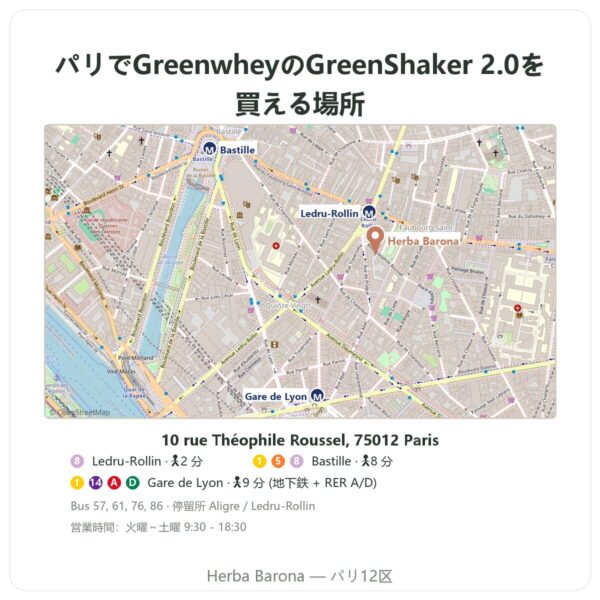 取扱店 Greenwhey ガラス製プロテインシェイカー GreenShaker 2.0 600 ml - Herba Barona Paris