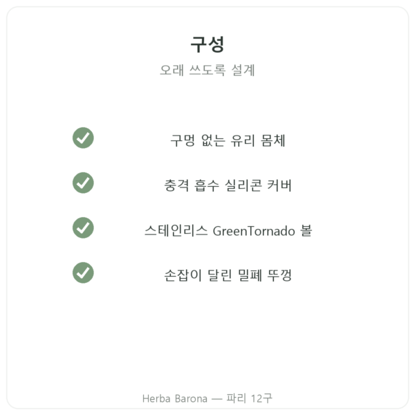 Greenwhey 유리 프로틴 셰이커 GreenShaker 2.0 600 ml 품질 Paris Herba Barona