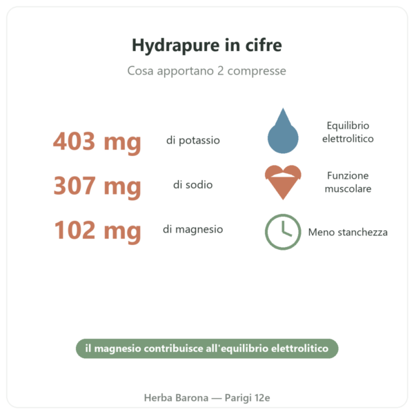 Hydrapure elettroliti Nutripure – frutti esotici – 30 compresse benefici e cifre chiave Paris Herba Barona