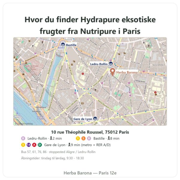 Hvor finder man Hydrapure elektrolytter Nutripure – eksotiske frugter – 30 brusetabletter - Herba Barona Paris