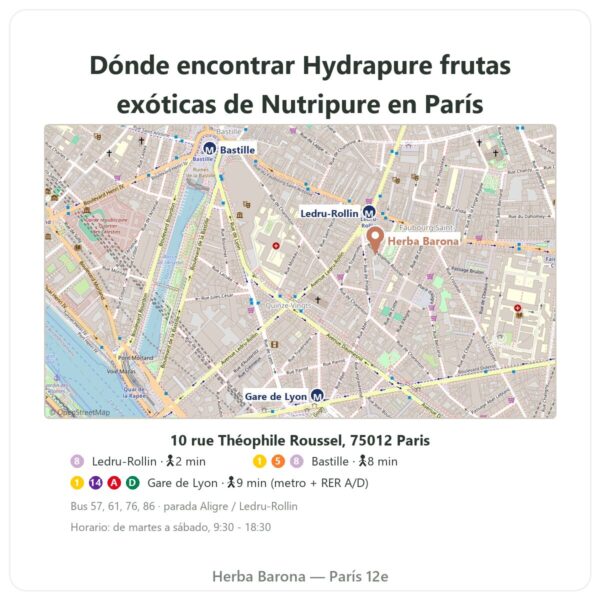 Dónde encontrar Hydrapure electrolitos Nutripure – frutas exóticas – 30 comprimidos - Herba Barona Paris