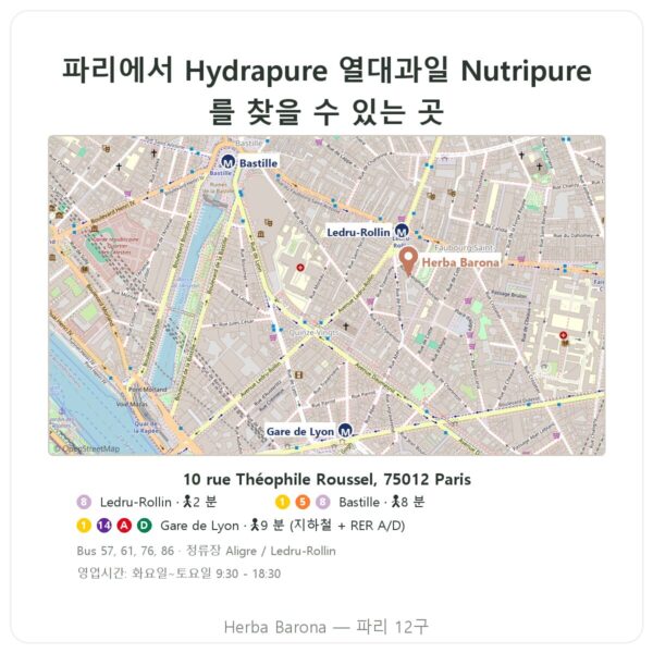 판매처 Hydrapure 전해질 Nutripure 열대과일 맛 30정 - Herba Barona Paris