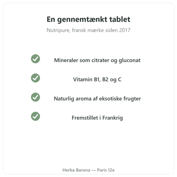 Hydrapure elektrolytter Nutripure – eksotiske frugter – 30 brusetabletter kvalitet Paris Herba Barona