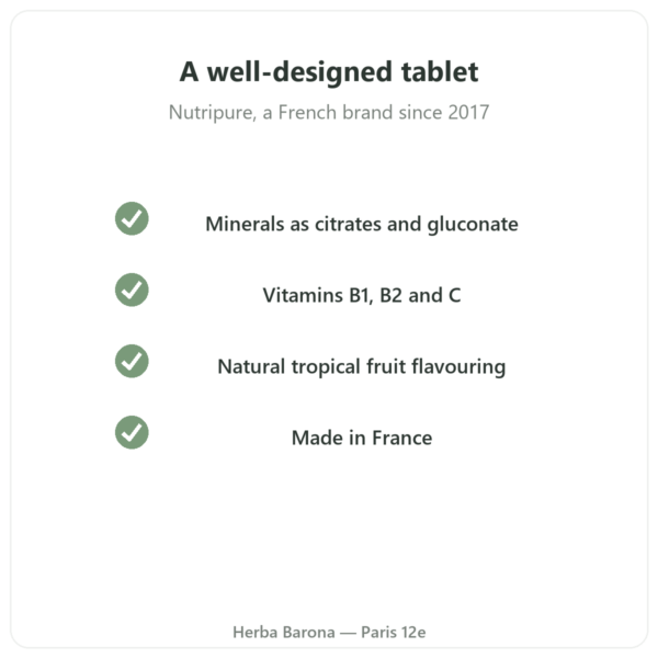 Hydrapure Electrolytes Nutripure – tropical fruit – 30 tablets quality Paris Herba Barona