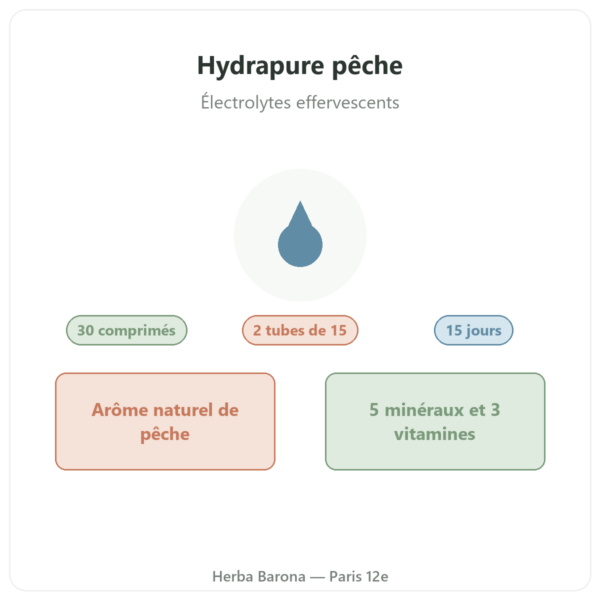 Hydrapure électrolytes pêche Nutripure 30 comprimés présentation Paris Herba Barona