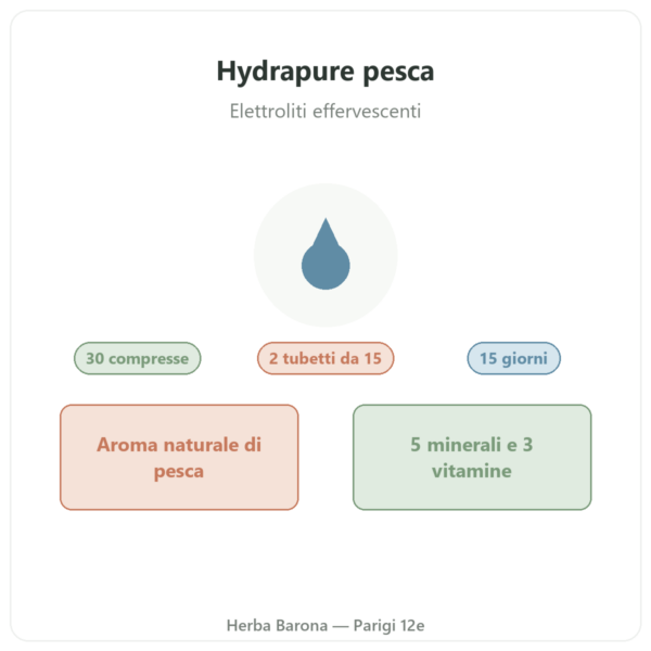 Hydrapure elettroliti Nutripure – pesca – 30 compresse presentazione Paris Herba Barona