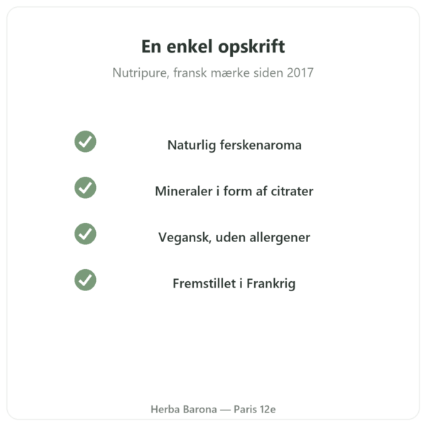 Hydrapure elektrolytter Nutripure – fersken – 30 brusetabletter kvalitet Paris Herba Barona