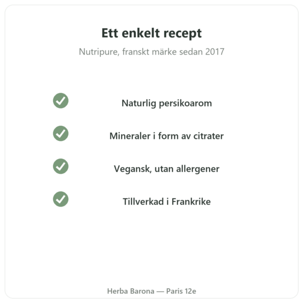 Hydrapure elektrolyter Nutripure – persika – 30 brustabletter kvalitet Paris Herba Barona