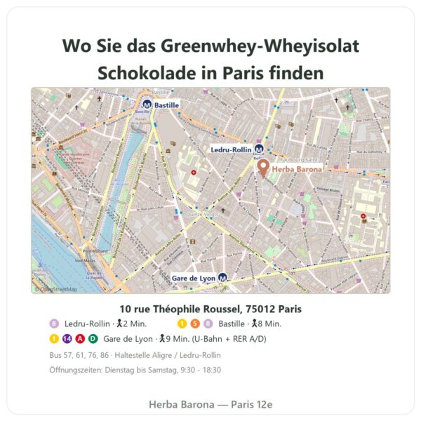 Wo zu finden Greenwhey Natives Wheyisolat Schokolade 900 g - Herba Barona Paris