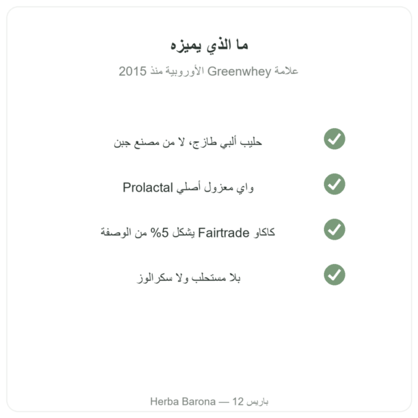 الواي المعزول الأصلي بالشوكولاتة Greenwhey 900 غ الجودة Paris Herba Barona