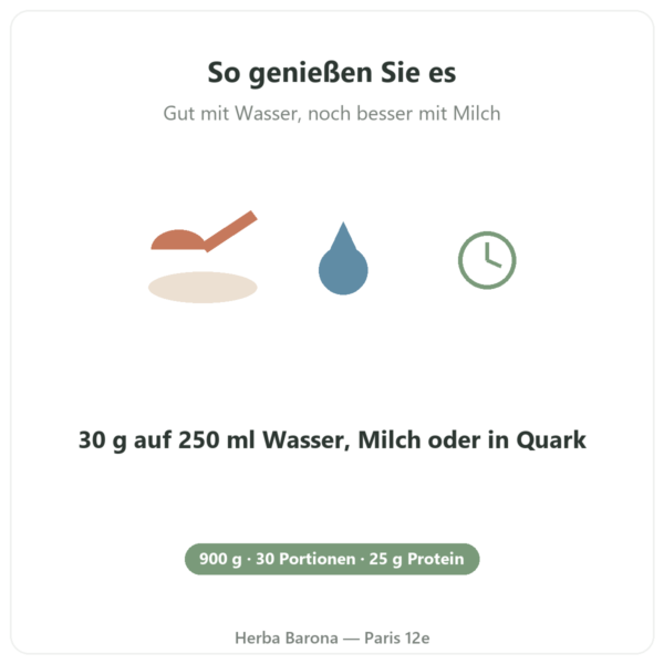 Greenwhey Natives Wheyisolat Heidelbeere 900 g Anwendung Paris Herba Barona