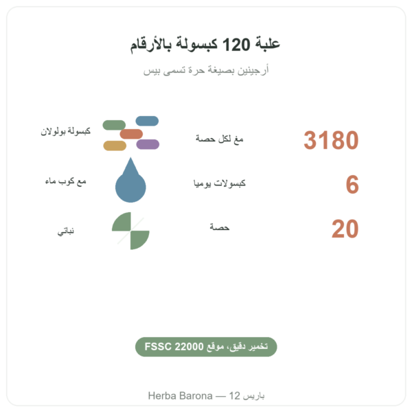 L-Arginine Base من Nutrimuscle (Nutrielement) – 120 كبسولة أرقام أساسية Paris Herba Barona
