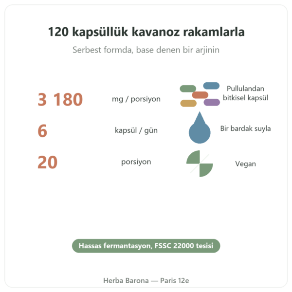 L-Arjinin Base Nutrimuscle (Nutrielement) – 120 Kapsül önemli rakamlar Paris Herba Barona