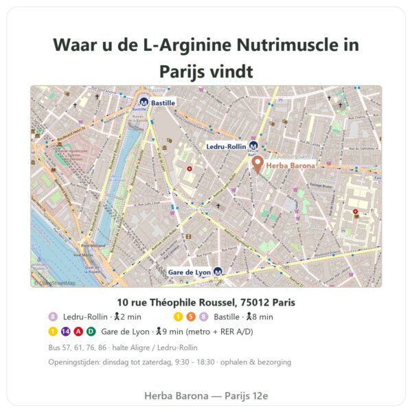 Waar te vinden L-Arginine Base Nutrimuscle (Nutrielement) – 120 capsules - Herba Barona Paris