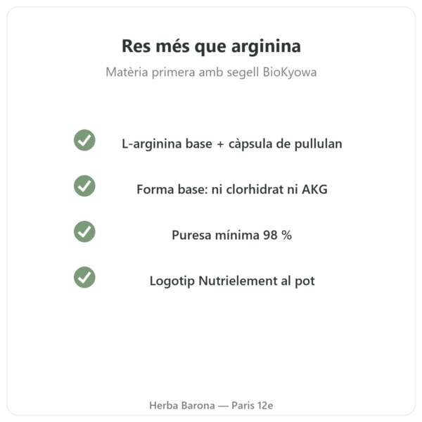 L-Arginina Base Nutrimuscle (Nutrielement) – 120 càpsules qualitat Paris Herba Barona