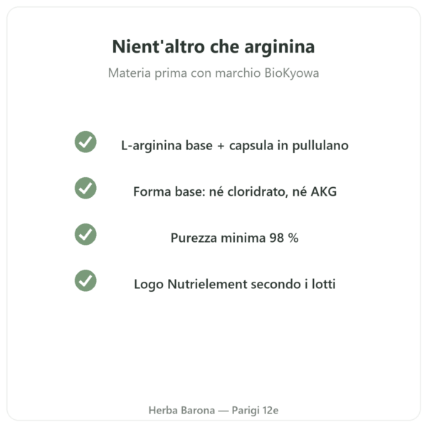 L-Arginina Base Nutrimuscle (Nutrielement) – 120 capsule qualità Paris Herba Barona