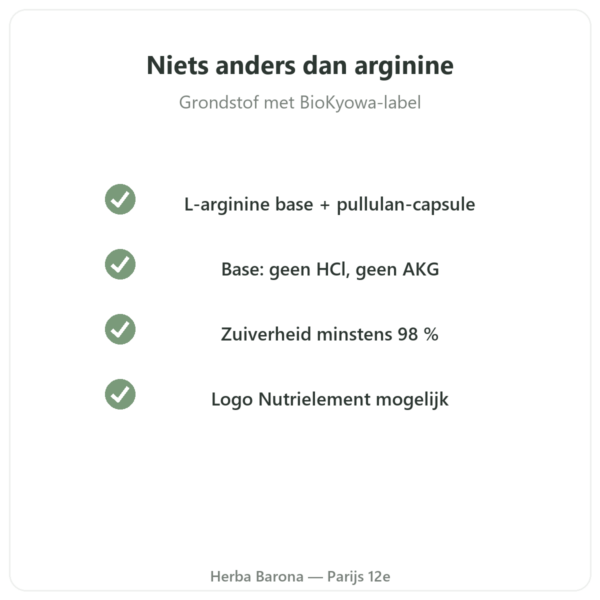 L-Arginine Base Nutrimuscle (Nutrielement) – 120 capsules kwaliteit Paris Herba Barona