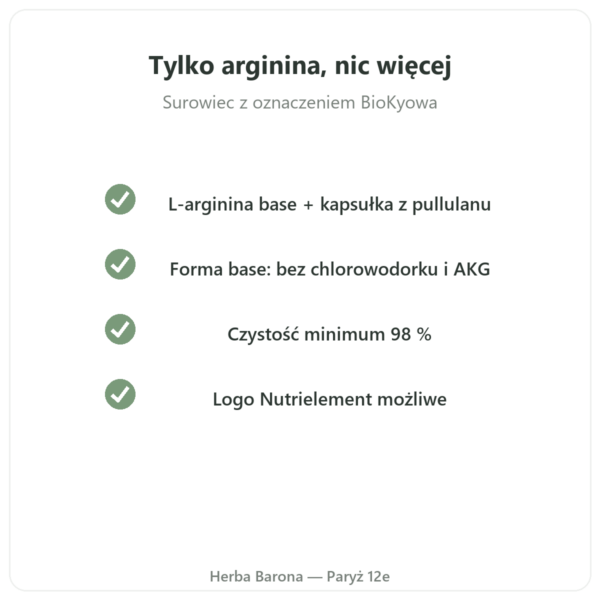 L-Arginina Base Nutrimuscle (Nutrielement) – 120 kapsułek jakość Paris Herba Barona