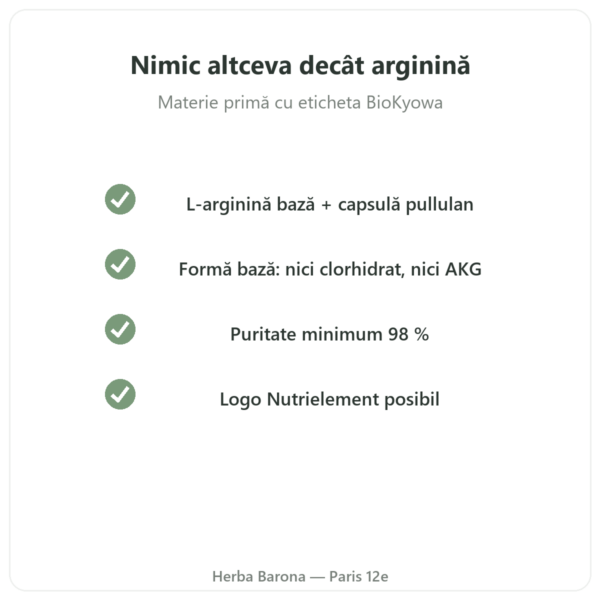 L-Arginină Bază Nutrimuscle (Nutrielement) – 120 capsule calitate Paris Herba Barona