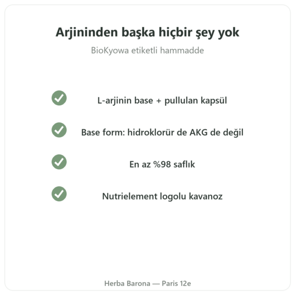 L-Arjinin Base Nutrimuscle (Nutrielement) – 120 Kapsül kalite Paris Herba Barona