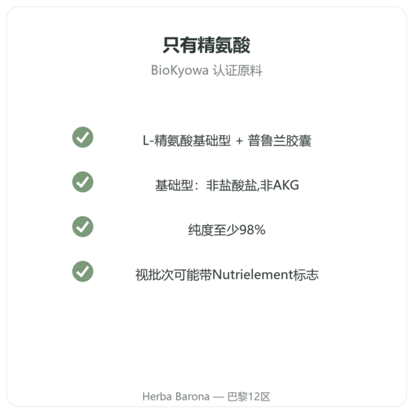Nutrimuscle (Nutrielement) L-精氨酸基础型 – 120粒胶囊 品质 Paris Herba Barona