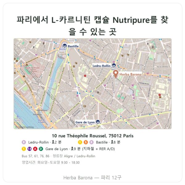 구입처 L-Carnitine Carnipure® Nutripure L-카르니틴 150캡슐 - Herba Barona Paris