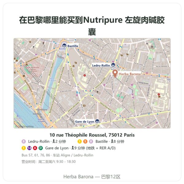 在哪里购买 L-Carnitine Carnipure® Nutripure 左旋肉碱 150 粒胶囊 - Herba Barona Paris