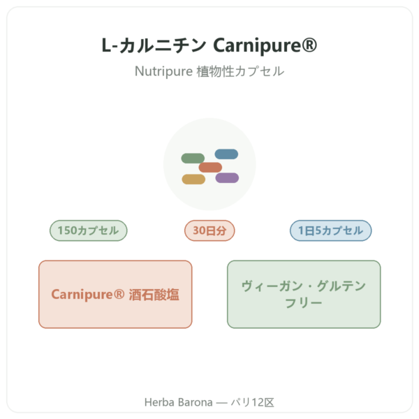 L-Carnitine Carnipure® Nutripure L-カルニチン 150カプセル 商品紹介 Paris Herba Barona
