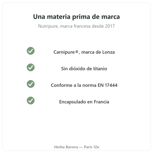 L-Carnitina Carnipure® Nutripure 150 cápsulas calidad Paris Herba Barona