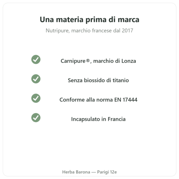L-Carnitina Carnipure® Nutripure 150 capsule qualità Paris Herba Barona