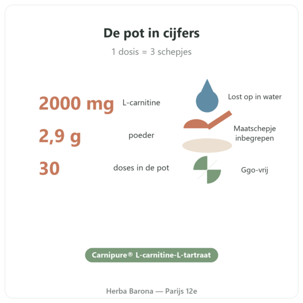 L-Carnitine Carnipure® Nutripure poeder 90 g kerncijfers Paris Herba Barona