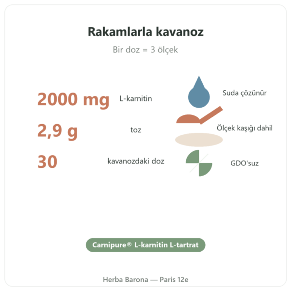 L-Carnitine Carnipure® Nutripure toz 90 g temel rakamlar Paris Herba Barona