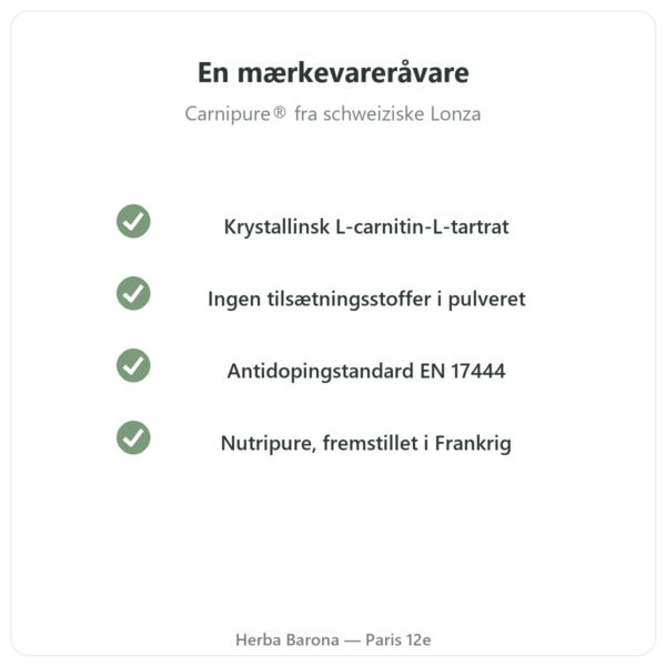 L-Carnitine Carnipure® Nutripure pulver 90 g kvalitet Paris Herba Barona