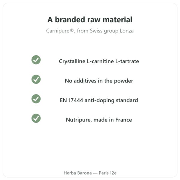 L-Carnitine Carnipure® Nutripure powder 90 g quality Paris Herba Barona