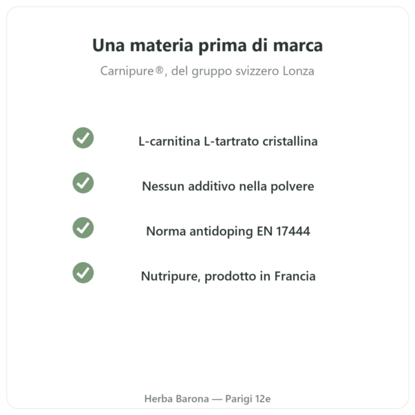 L-Carnitine Carnipure® Nutripure in polvere 90 g qualità Paris Herba Barona