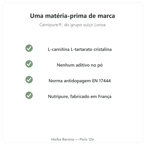 L-Carnitine Carnipure® Nutripure em pó 90 g qualidade Paris Herba Barona