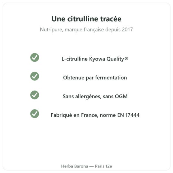 L-Citrulline Nutripure 180 gélules qualité Paris Herba Barona