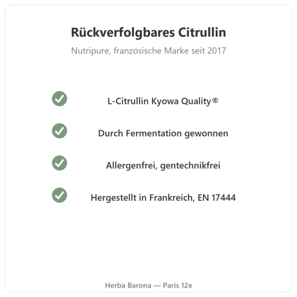 L-Citrullin Kyowa Quality® Nutripure – 180 Kapseln Qualität Paris Herba Barona