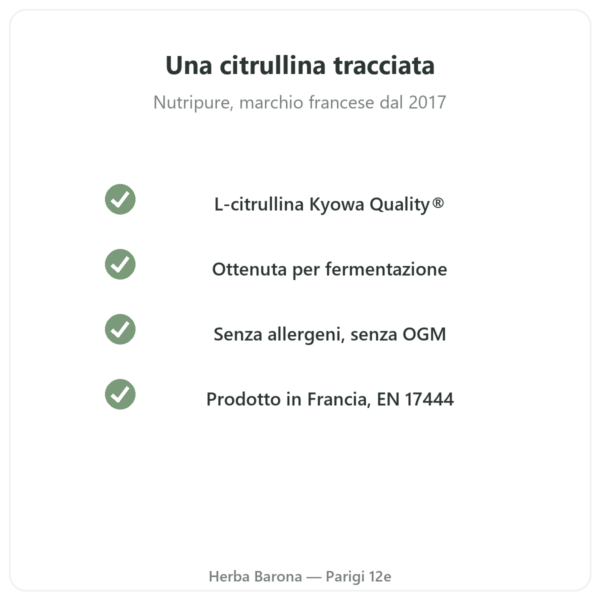 L-Citrullina Kyowa Quality® Nutripure – 180 capsule qualità Paris Herba Barona