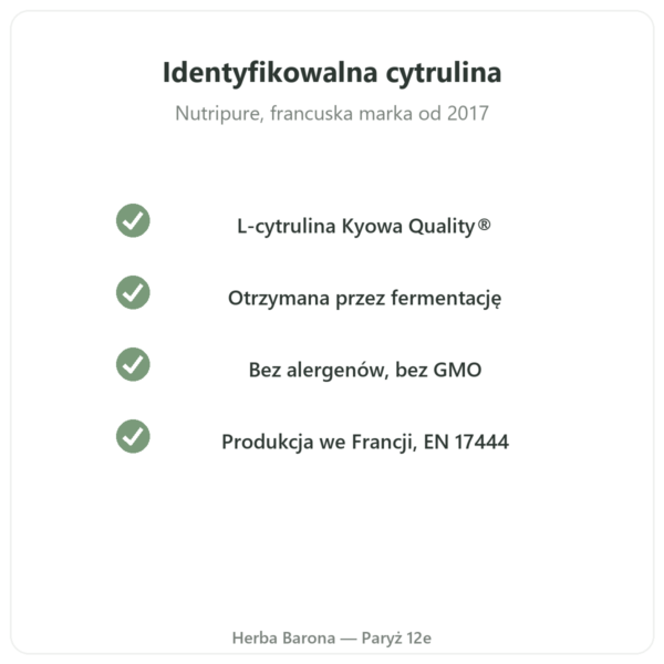 L-Cytrulina Kyowa Quality® Nutripure – 180 kapsułek jakość Paris Herba Barona