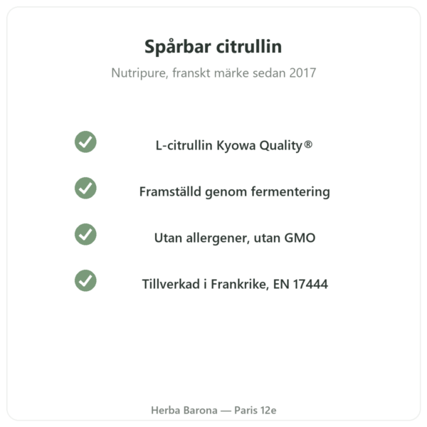 L-Citrullin Kyowa Quality® Nutripure – 180 kapslar kvalitet Paris Herba Barona