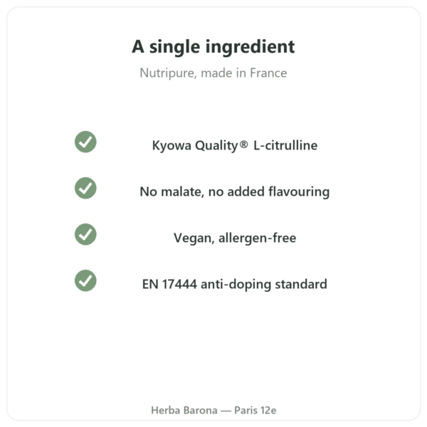 L-Citrulline Kyowa Quality® Nutripure 800 g tub quality Paris Herba Barona