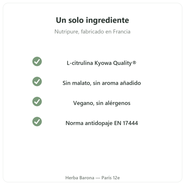L-Citrulina Kyowa Quality® Nutripure – bote de 800 g calidad Paris Herba Barona