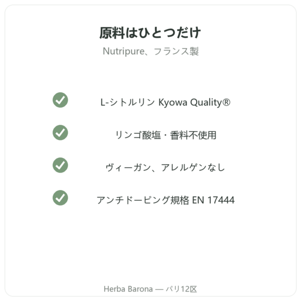 Nutripure L-シトルリン Kyowa Quality® – 800 g ボトル 品質 Paris Herba Barona