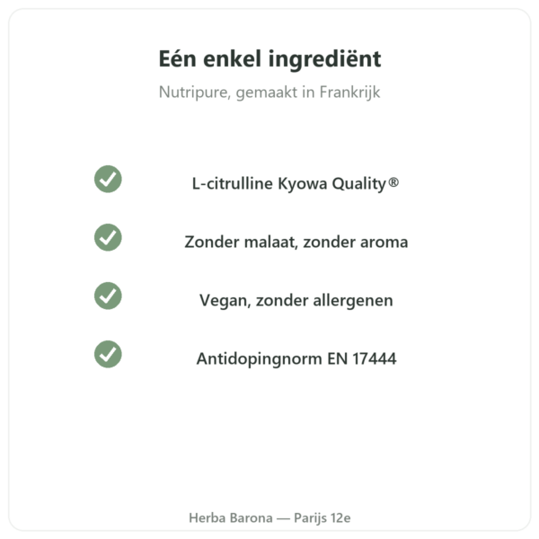 L-Citrulline Kyowa Quality® Nutripure – pot 800 g kwaliteit Paris Herba Barona