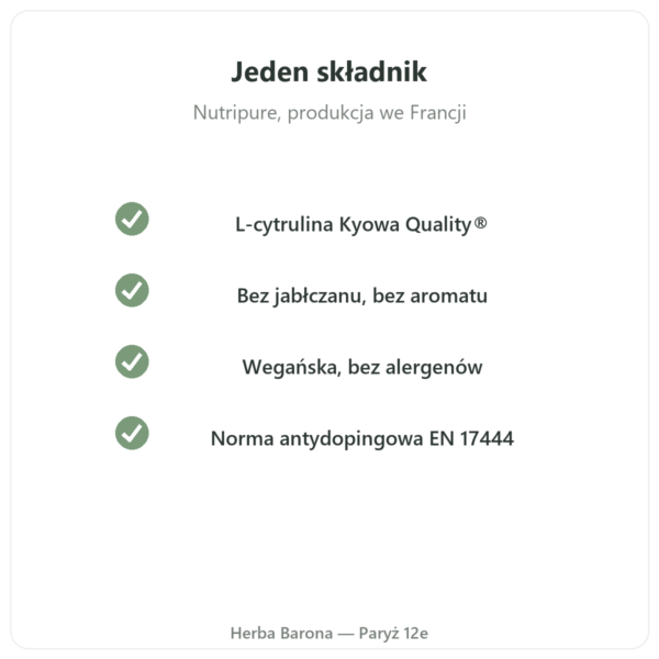 L-Cytrulina Kyowa Quality® Nutripure – słoik 800 g jakość Paris Herba Barona