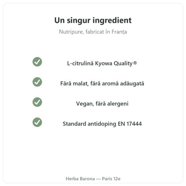 L-Citrulină Kyowa Quality® Nutripure – borcan 800 g calitate Paris Herba Barona