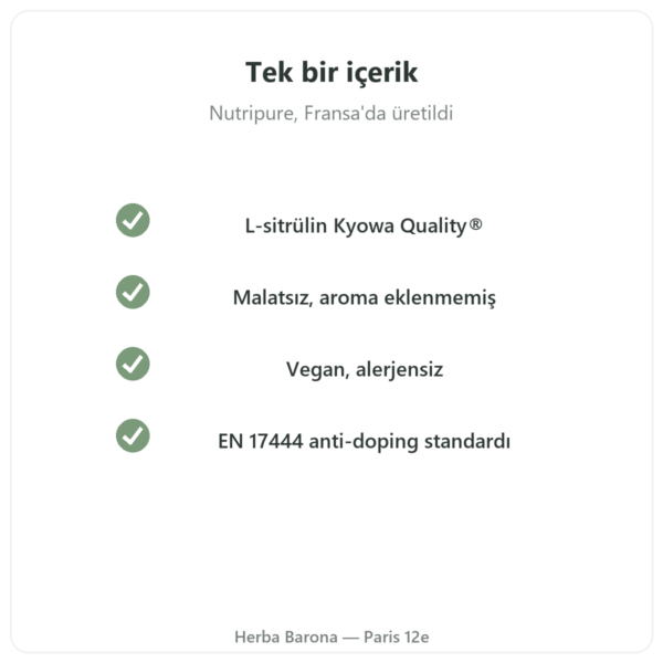 L-Sitrülin Kyowa Quality® Nutripure – 800 g kavanoz kalite Paris Herba Barona