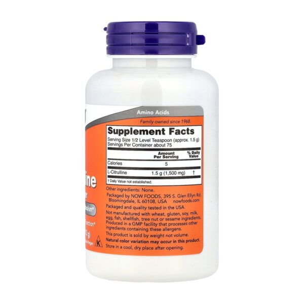 L-Citrulline poudre Now Foods 113 g étiquette Paris Herba Barona