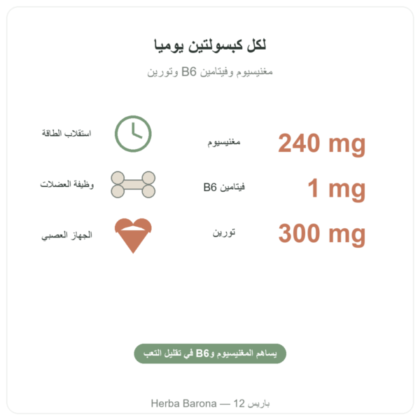بيسغليسينات المغنيسيوم مع التورين وفيتامين B6 من Nutripure – 180 كبسولة الفوائد والأرقام Paris Herba Barona